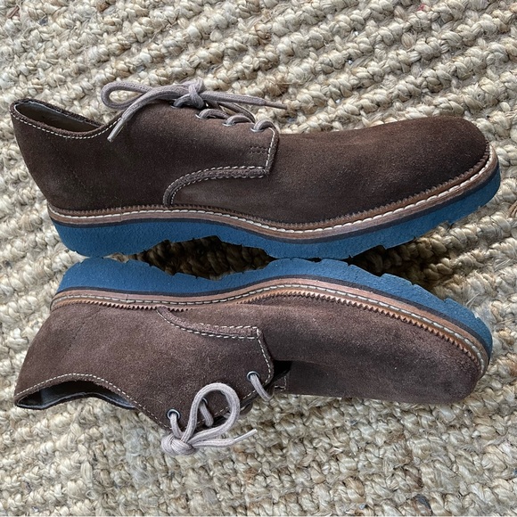Clarks Frelan Walk Brown Suede Oxford Shoes Sz 10 - Picture 2 of 9
